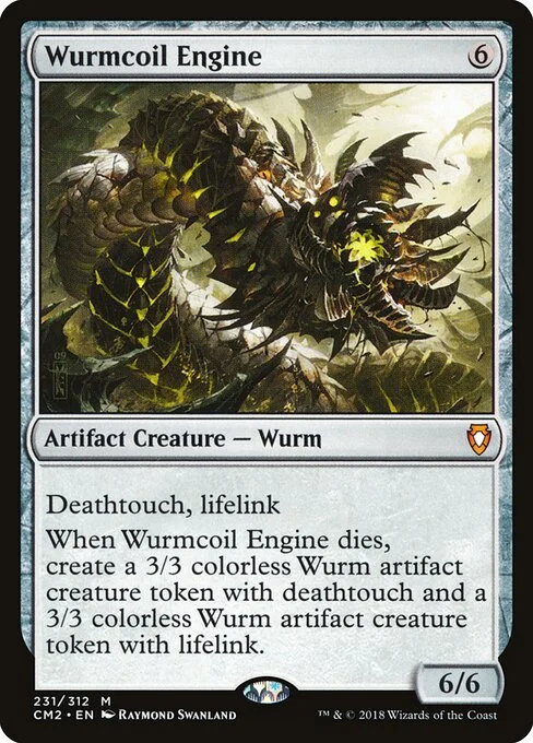 Wurmcoil Engine, carta Magic di tipo Artifact Creature — Phyrexian Wurm illustrata da Raymond Swanland
