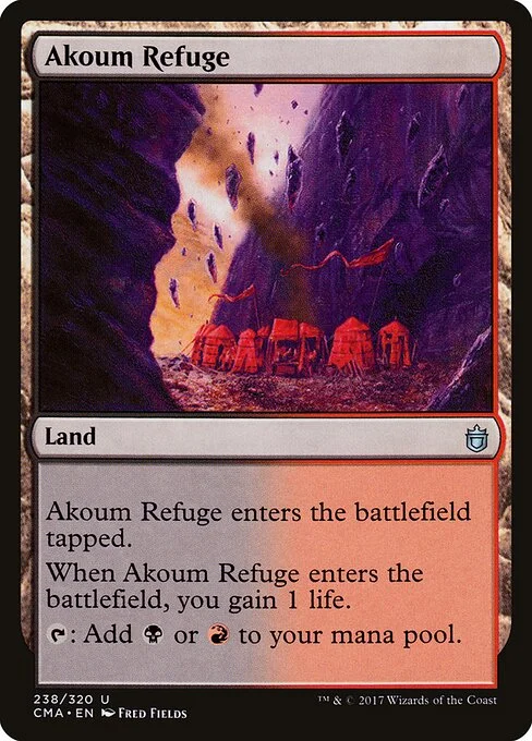 Akoum Refuge, carta Magic di tipo Land illustrata da Fred Fields