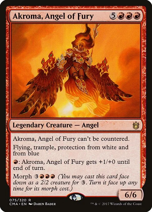 Akroma, Angel of Fury, carta Magic di tipo Legendary Creature — Angel illustrata da Daren Bader