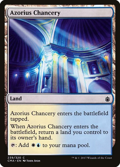 Azorius Chancery, carta Magic di tipo Land illustrata da John Avon