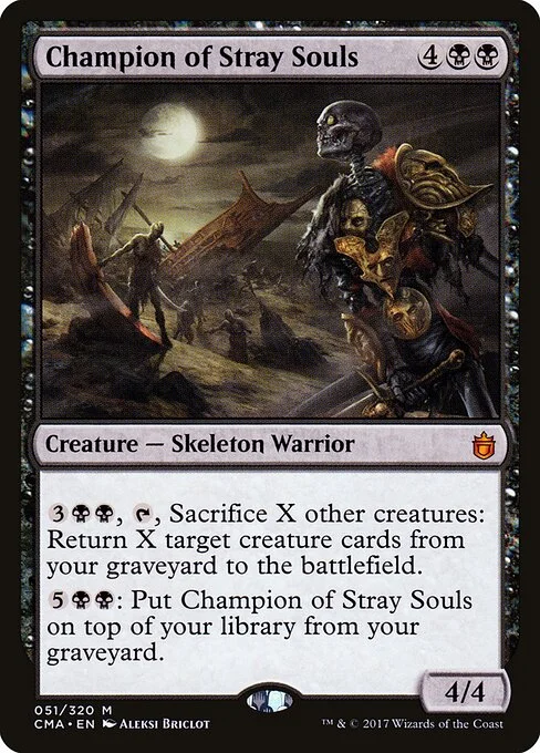 Champion of Stray Souls, carta Magic di tipo Creature — Skeleton Warrior illustrata da Aleksi Briclot