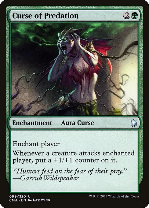 Curse of Predation, carta Magic di tipo Enchantment — Aura Curse illustrata da Jack Wang