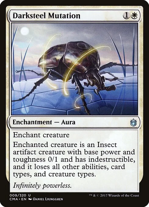 Darksteel Mutation, carta Magic di tipo Enchantment — Aura illustrata da Daniel Ljunggren