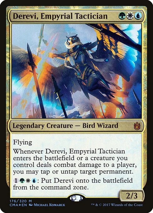 Derevi, Empyrial Tactician, carta Magic di tipo Legendary Creature — Bird Wizard illustrata da Michael Komarck