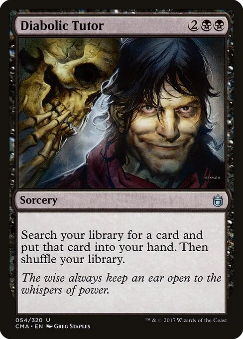 Diabolic Tutor, carta Magic di tipo Sorcery illustrata da Greg Staples