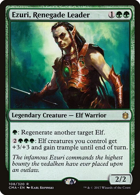 Ezuri, Renegade Leader, carta Magic di tipo Legendary Creature — Elf Warrior illustrata da Karl Kopinski