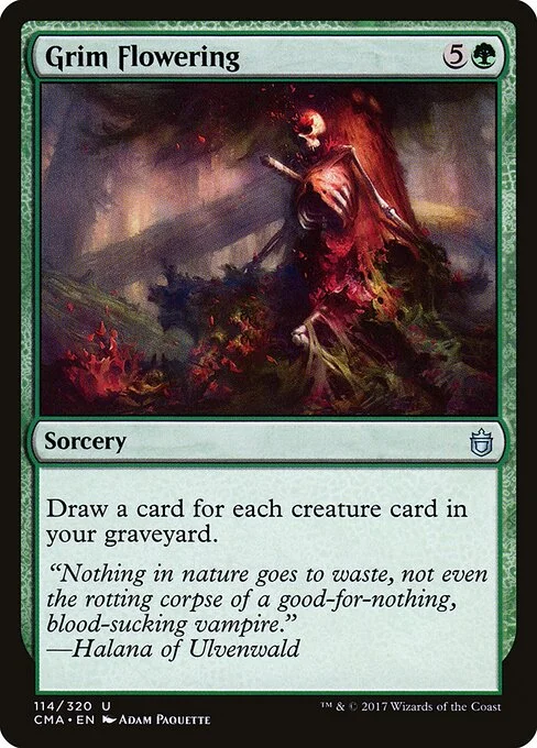Grim Flowering, carta Magic di tipo Sorcery illustrata da Adam Paquette