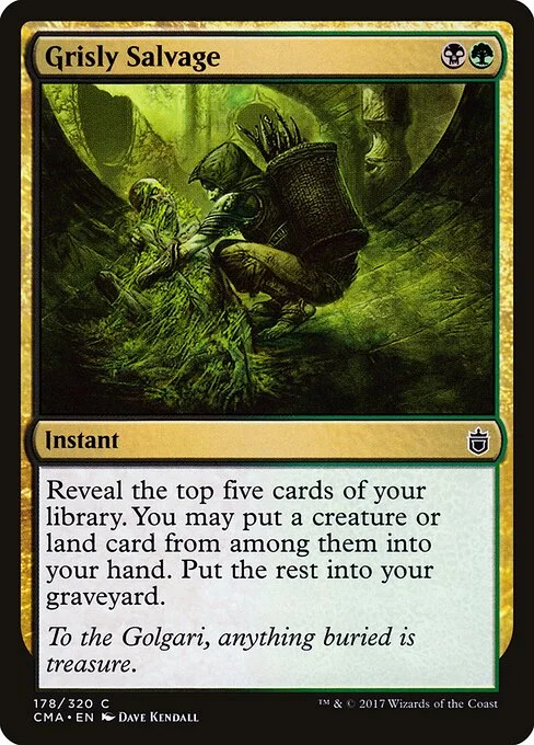 Grisly Salvage, carta Magic di tipo Instant illustrata da Dave Kendall