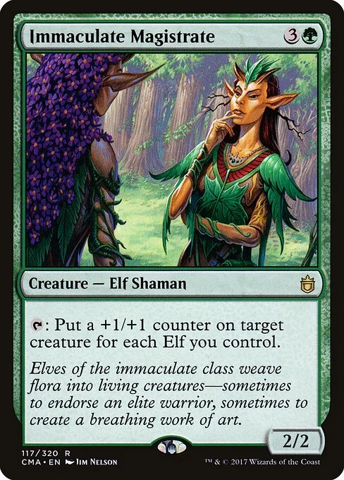 Immaculate Magistrate, carta Magic di tipo Creature — Elf Shaman illustrata da Jim Nelson