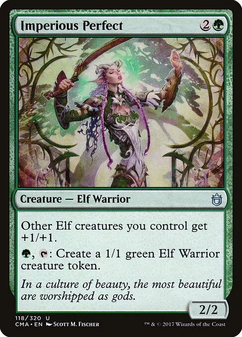 Imperious Perfect, carta Magic di tipo Creature — Elf Warrior illustrata da Scott M. Fischer