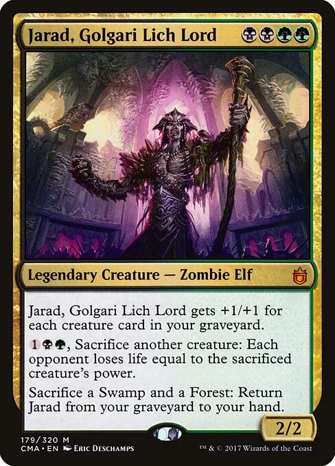 Jarad, Golgari Lich Lord, carta Magic di tipo Legendary Creature — Zombie Elf illustrata da Eric Deschamps