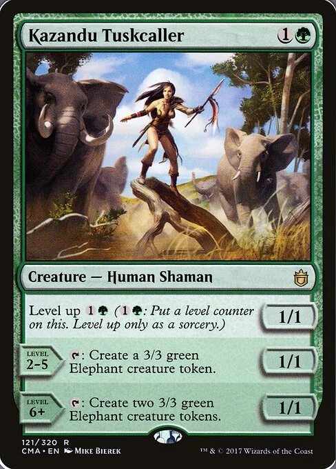 Kazandu Tuskcaller, carta Magic di tipo Creature — Human Shaman illustrata da Mike Bierek