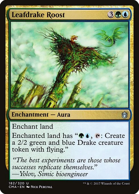 Leafdrake Roost, carta Magic di tipo Enchantment — Aura illustrata da Nick Percival