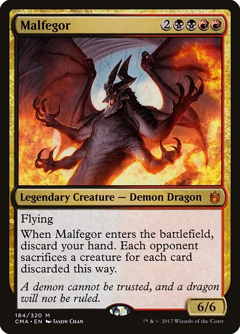 Malfegor, carta Magic di tipo Legendary Creature — Demon Dragon illustrata da Jason Chan