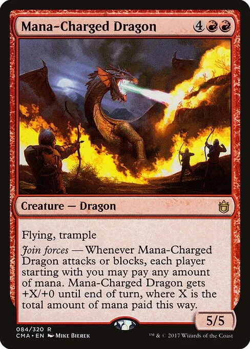 Mana-Charged Dragon, carta Magic di tipo Creature — Dragon illustrata da Mike Bierek