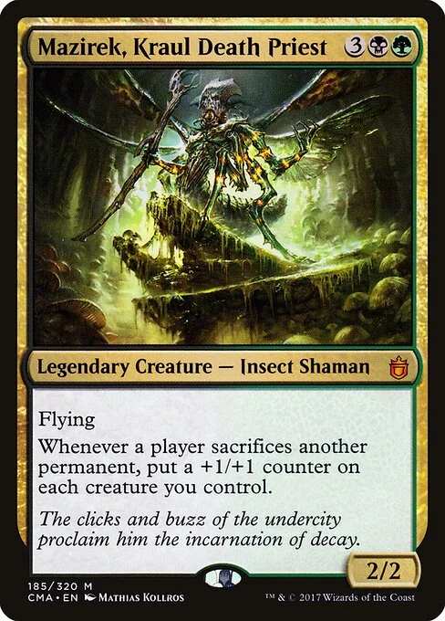 Mazirek, Kraul Death Priest, carta Magic di tipo Legendary Creature — Insect Shaman illustrata da Mathias Kollros