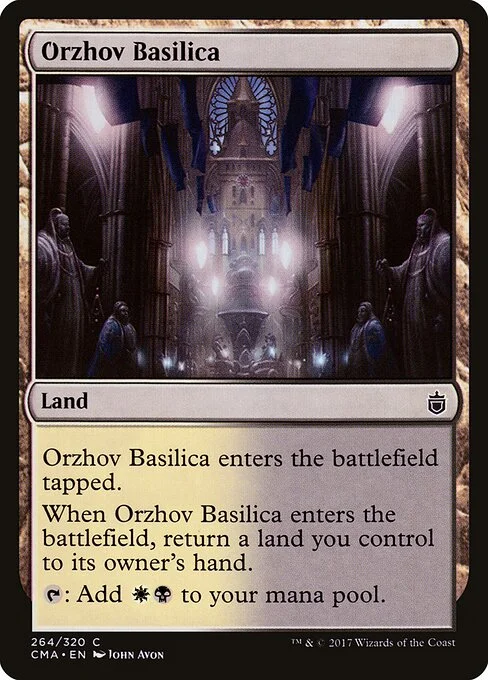 Orzhov Basilica, carta Magic di tipo Land illustrata da John Avon