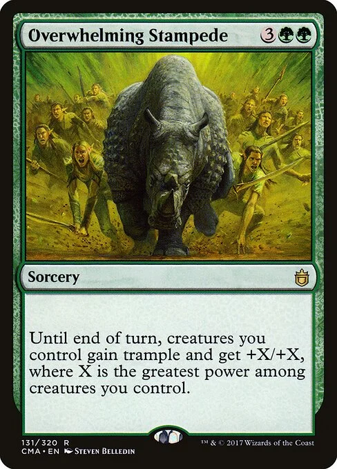 Overwhelming Stampede, carta Magic di tipo Sorcery illustrata da Steven Belledin