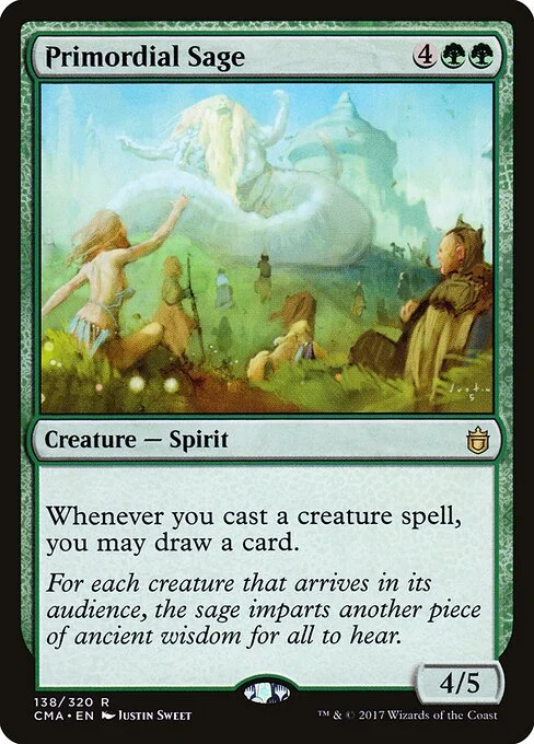 Primordial Sage, carta Magic di tipo Creature — Spirit illustrata da Justin Sweet