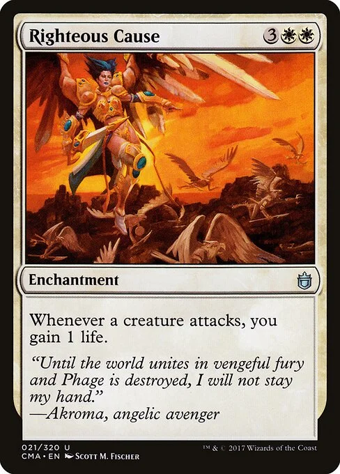 Righteous Cause, carta Magic di tipo Enchantment illustrata da Scott M. Fischer