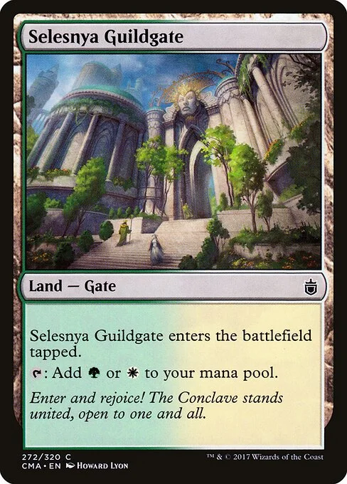 Selesnya Guildgate, carta Magic di tipo Land — Gate illustrata da Howard Lyon