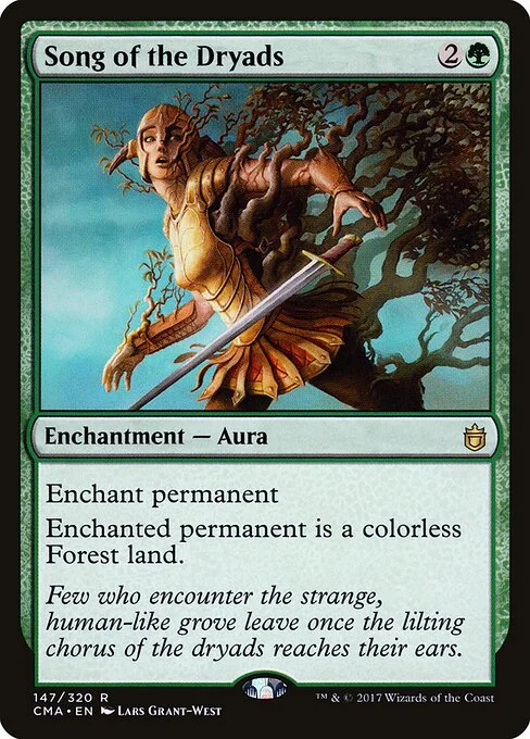 Song of the Dryads, carta Magic di tipo Enchantment — Aura illustrata da Lars Grant-West