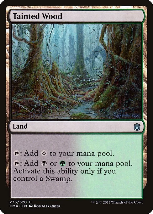 Tainted Wood, carta Magic di tipo Land illustrata da Rob Alexander