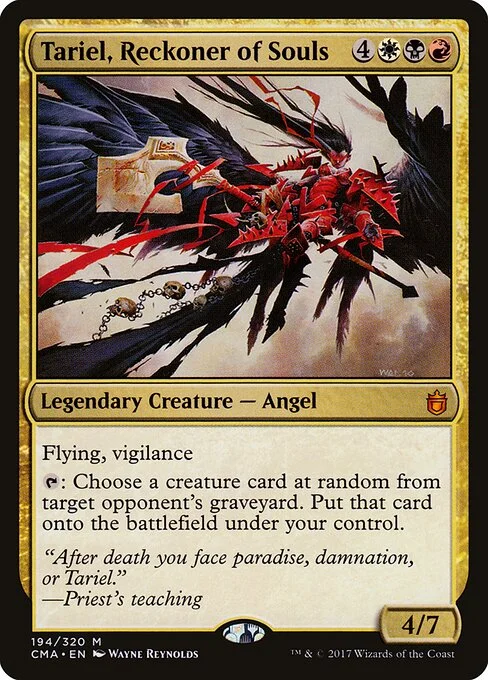 Tariel, Reckoner of Souls, carta Magic di tipo Legendary Creature — Angel illustrata da Wayne Reynolds