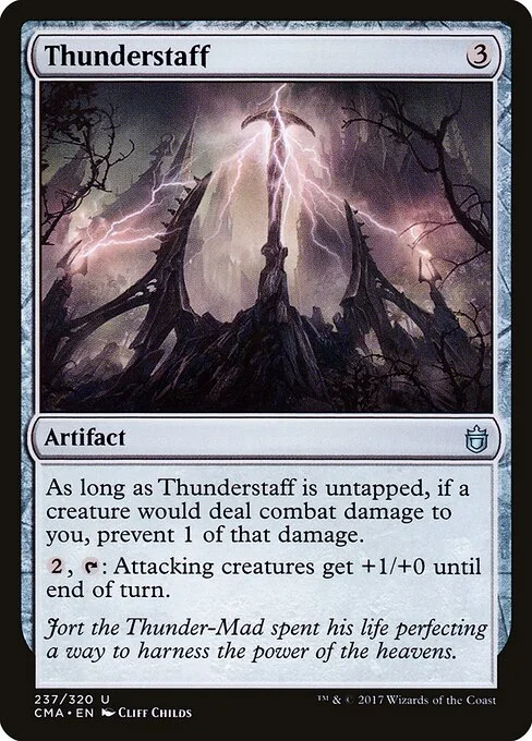 Thunderstaff, carta Magic di tipo Artifact illustrata da Cliff Childs