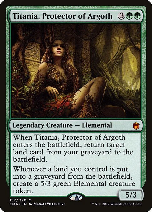 Titania, Protector of Argoth, carta Magic di tipo Legendary Creature — Elemental illustrata da Magali Villeneuve