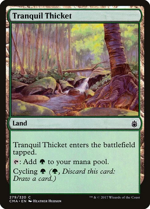 Tranquil Thicket, carta Magic di tipo Land illustrata da Heather Hudson