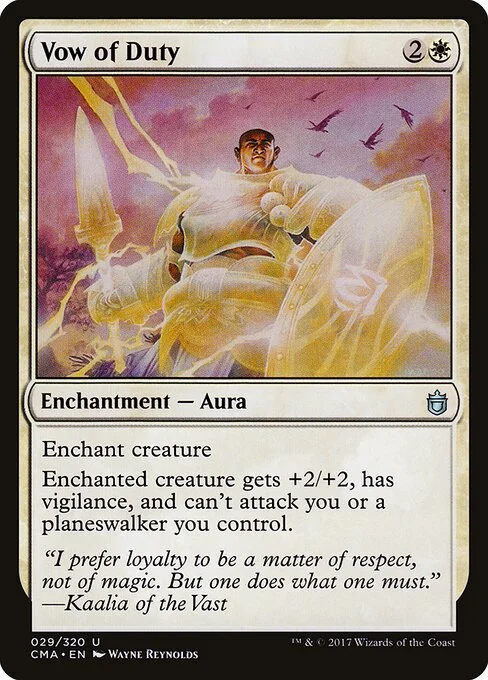 Vow of Duty, carta Magic di tipo Enchantment — Aura illustrata da Wayne Reynolds