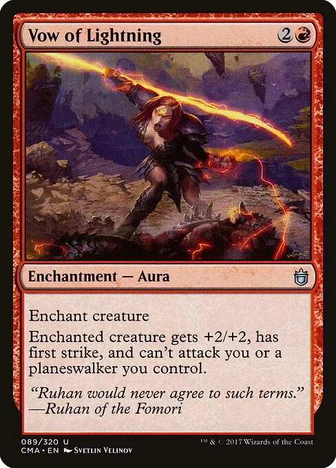 Vow of Lightning, carta Magic di tipo Enchantment — Aura illustrata da Svetlin Velinov