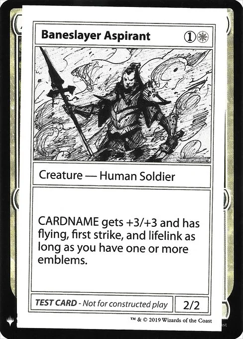 Baneslayer Aspirant, carta Magic di tipo Creature — Human Soldier illustrata da Taylor Ingvarsson