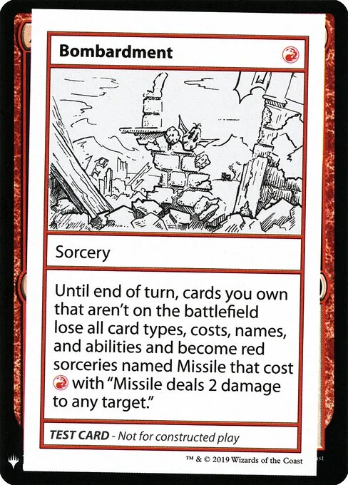 Bombardment, carta Magic di tipo Sorcery illustrata da James Arnold