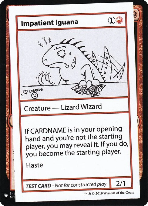 Impatient Iguana, carta Magic di tipo Creature — Lizard Wizard illustrata da Brandi Reece