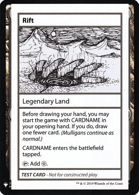 Rift, carta Magic di tipo Legendary Land illustrata da Zach Francks