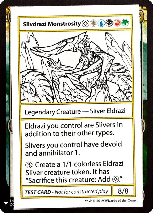 Slivdrazi Monstrosity, carta Magic di tipo Legendary Creature — Sliver Eldrazi illustrata da Justin Cornell
