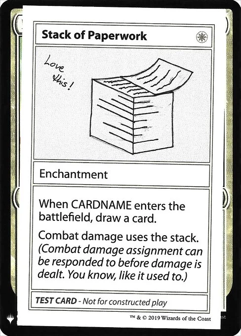 Stack of Paperwork, carta Magic di tipo Enchantment illustrata da Hanspeter Ziegler