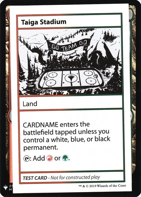 Taiga Stadium, carta Magic di tipo Land illustrata da Tara Rueping