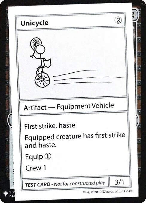 Unicycle, carta Magic di tipo Artifact — Equipment Vehicle illustrata da Ari Nieh