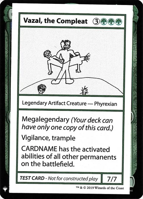 Vazal, the Compleat, carta Magic di tipo Legendary Artifact Creature — Phyrexian illustrata da Damian Tedrow