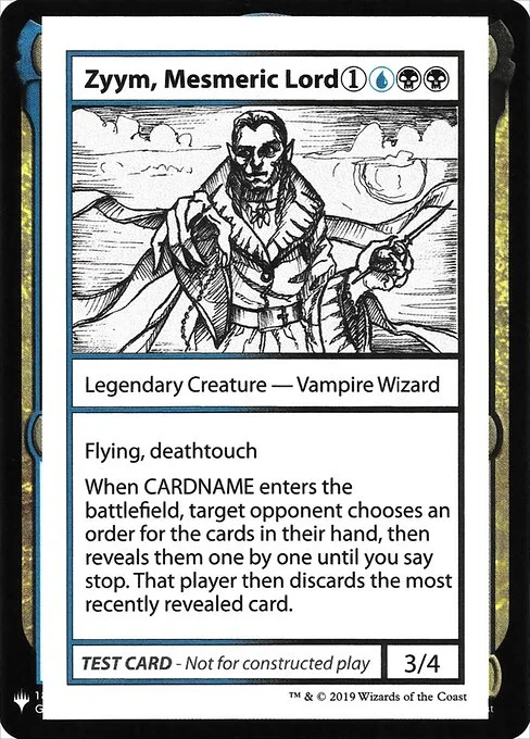 Zyym, Mesmeric Lord, carta Magic di tipo Legendary Creature — Vampire Wizard illustrata da Nick Bartoletti