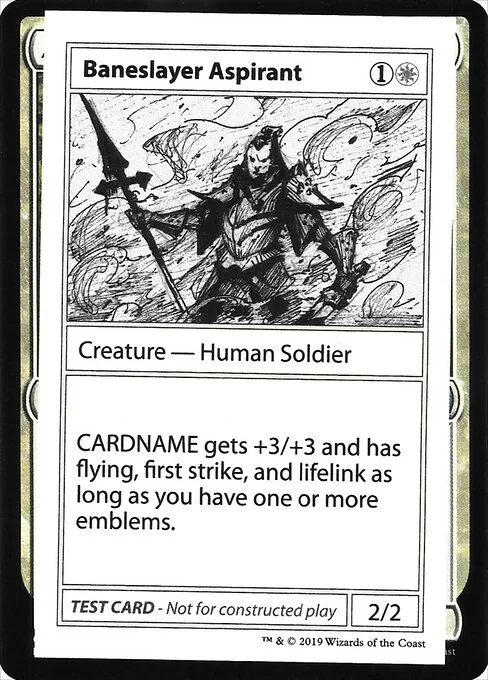 Baneslayer Aspirant, carta Magic di tipo Creature — Human Soldier illustrata da Taylor Ingvarsson