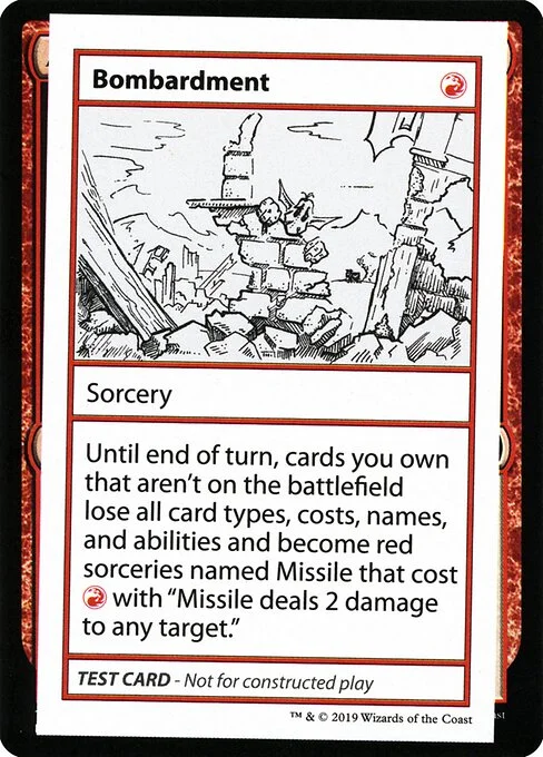 Bombardment, carta Magic di tipo Sorcery illustrata da James Arnold