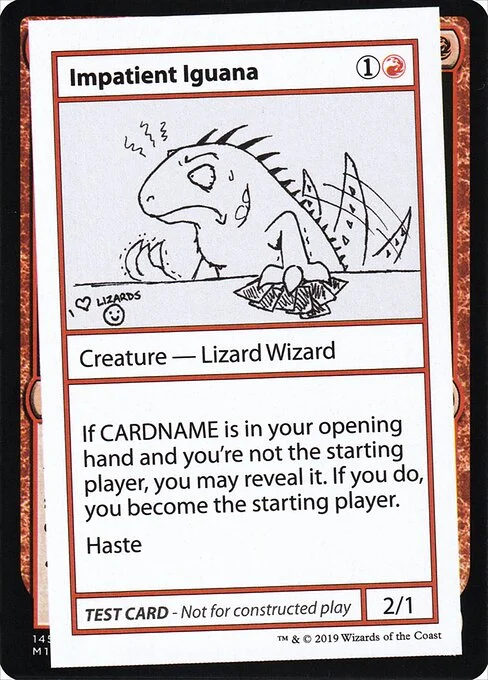 Impatient Iguana, carta Magic di tipo Creature — Lizard Wizard illustrata da Brandi Reece