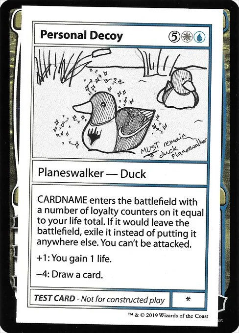 Personal Decoy, carta Magic di tipo Planeswalker — Duck illustrata da Alison Lührs