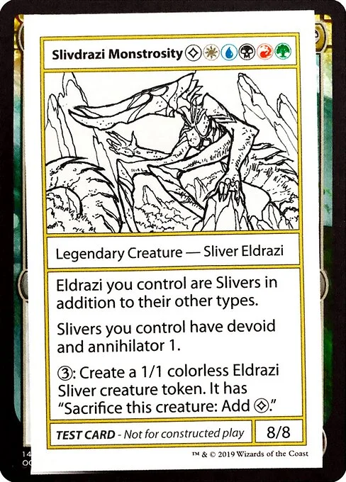 Slivdrazi Monstrosity, carta Magic di tipo Legendary Creature — Sliver Eldrazi illustrata da Justin Cornell