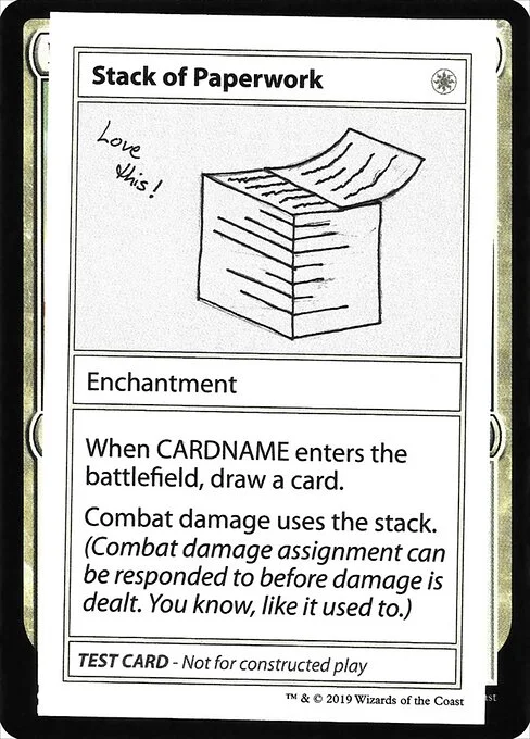 Stack of Paperwork, carta Magic di tipo Enchantment illustrata da Hanspeter Ziegler
