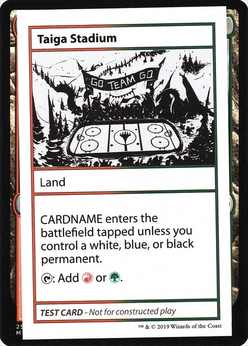 Taiga Stadium, carta Magic di tipo Land illustrata da Tara Rueping
